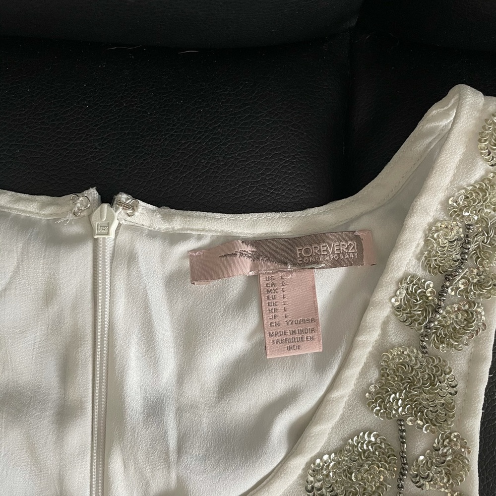 Forever 21 White Silver Beaded Tank - Picture 3 of 4